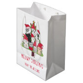Funny Cat Christmas Tree Mittlere Geschenktüte (Vorderseite Schrägansicht)
