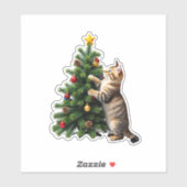 Funny Cat Christmas Tree Xmas Gifts Men Women Kids Aufkleber (Blatt)