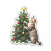 Funny Cat Christmas Tree Xmas Gifts Men Women Kids Aufkleber (Vorderseite)