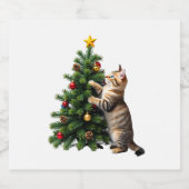 Funny Cat Christmas Tree Xmas Gifts Men Women Kids Schaumweinetikett (Einzelnes Label)