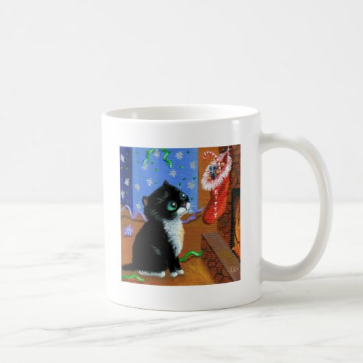 Funny Cat Christmas Tuxedo Kitten Maus Kaffeetasse (Rechts)