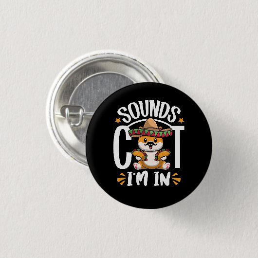 Funny Cat Cinco De Mayo Gift Sombrero Tacos Lover Button (Vorne & Hinten)