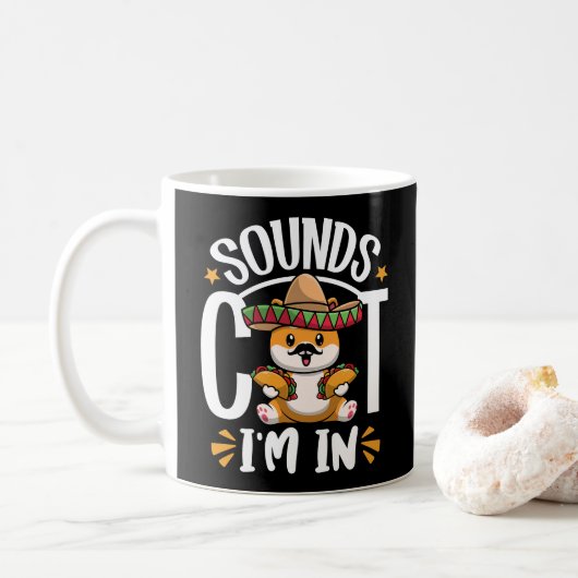 Funny Cat Cinco De Mayo Gift Sombrero Tacos Lover Kaffeetasse (Mit Donut)