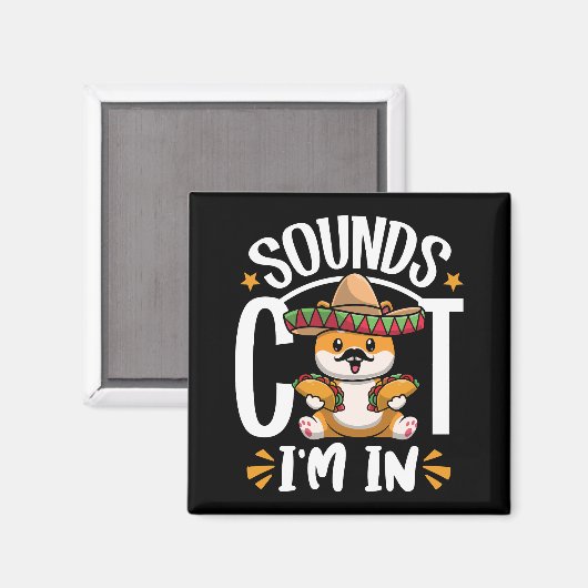Funny Cat Cinco De Mayo Gift Sombrero Tacos Lover Magnet (Vorderseite/Rückseite)