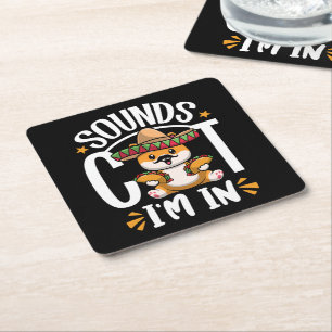 Funny Cat Cinco De Mayo Gift Sombrero Tacos Lover Rechteckiger Pappuntersetzer