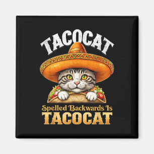 Funny Cat Cinco De Mayo Tacocat Spruch rückwärts I Magnet
