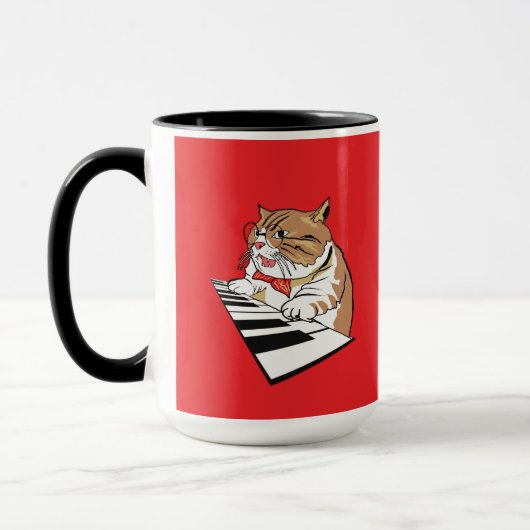 Funny Cat Classic Jazz Piano Keyboard Player Tasse (Links)