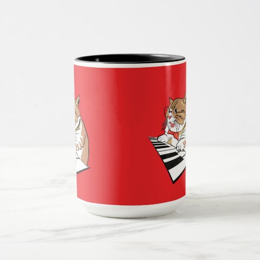 Funny Cat Classic Jazz Piano Keyboard Player Tasse (Zentrum)