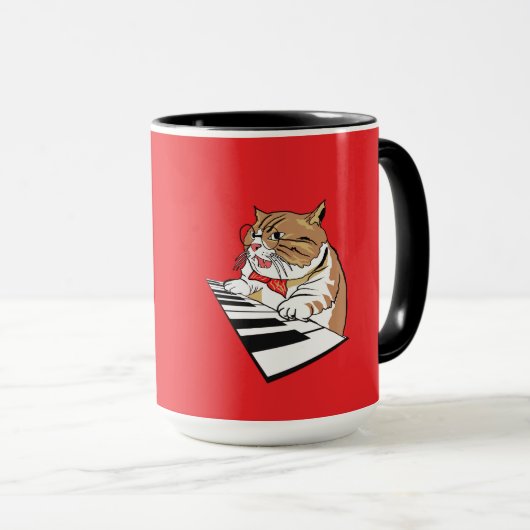 Funny Cat Classic Jazz Piano Keyboard Player Tasse (VorderseiteRechts)