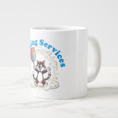 Funny Cat Cleaning with Colorful Feather Brusht Jumbo-Tasse (Vorderseite Rechts)