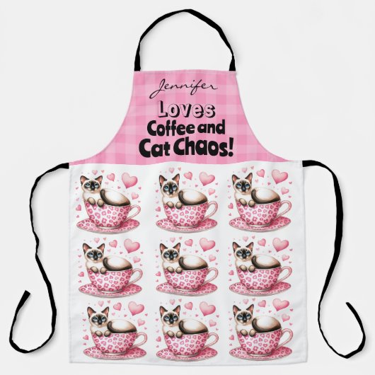 Funny Cat Coffee All-Over Print Schürze (Vorderseite)