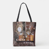 Funny Cat Coffee and Books Toag Tasche (Rückseite)