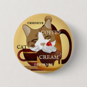 Funny Cat Coffee Creme Cupcake Button (Vorderseite)