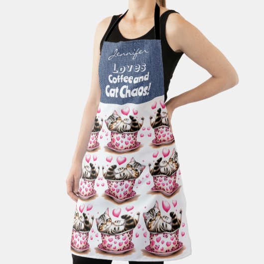Funny Cat Coffee Lover All-over Print Schürze (InSitu)
