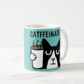 Funny Cat Coffee Tasse, KATFFEINATIV Kaffeetasse (VorderseiteRechts)