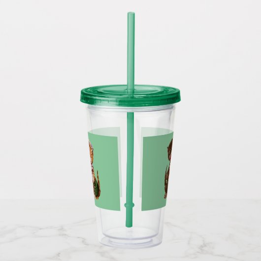 Funny Cat Couple mit Ratten in schwarzem grün Acryltrinkbecher (Rechts)