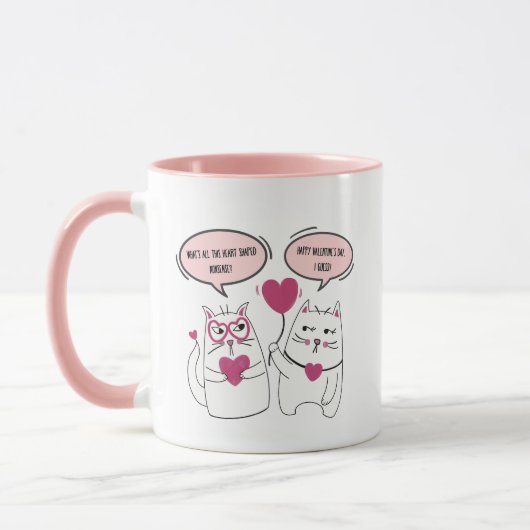 Funny Cat Couple Sarcastic Valentinstag Tasse (Links)