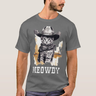 Funny Cat Cowboy Cowgirl Meow Howdy Meowdy 2 T-Shirt