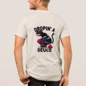 Funny Cat Crapping Tri-Blend Shirt (Rückseite)