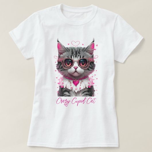 FUNNY CAT "CRAZY CUPID CAT" T-Shirt (Design vorne)