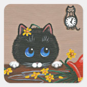 Funny Cat Creationarts Square Sticker (Vorderseite)