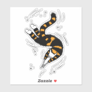 Funny Cat Creature mit Skelettgriff Hand schwimmen Aufkleber
