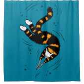 Funny Cat Creature Skeleton Hände Schwimmen Dunkel Duschvorhang (Vorderseite)