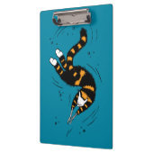 Funny Cat Creature Skeleton Hände schwimmen Dunkel Klemmbrett (Links)