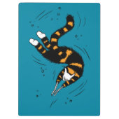 Funny Cat Creature Skeleton Hände schwimmen Dunkel Klemmbrett (Rückseite)
