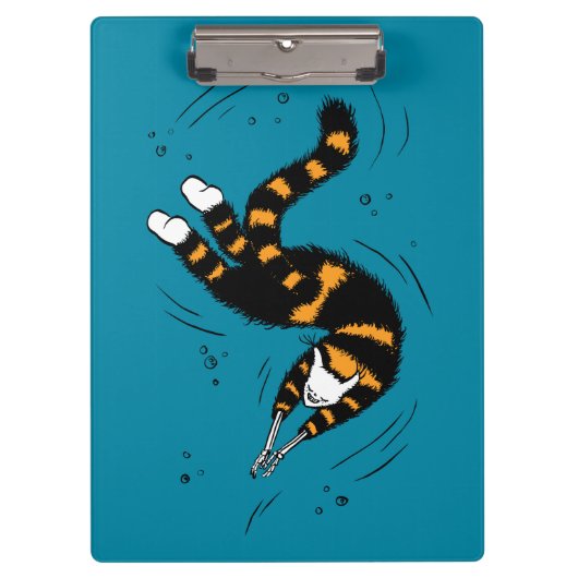 Funny Cat Creature Skeleton Hände schwimmen Dunkel Klemmbrett (Vorderseite)