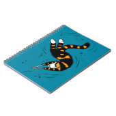 Funny Cat Creature Skeleton Hände schwimmen Dunkel Notizblock (Linke Seite)