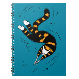 Funny Cat Creature Skeleton Hände schwimmen Dunkel Notizblock