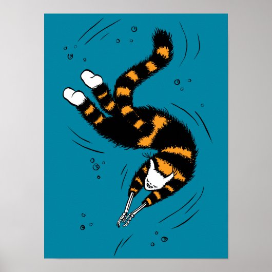 Funny Cat Creature Skeleton Hände schwimmen Dunkel Poster (Vorne)