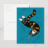 Funny Cat Creature Skeleton Hände schwimmen Dunkel Postkarte (Vorne/Hinten)