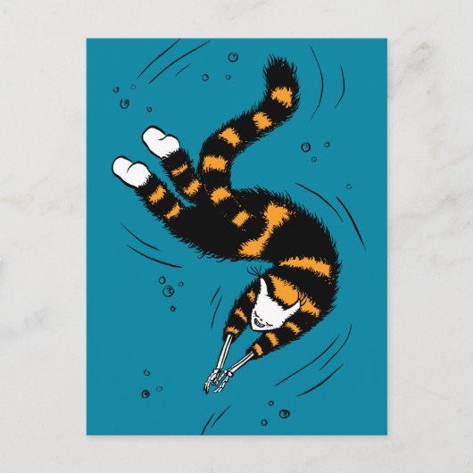 Funny Cat Creature Skeleton Hände schwimmen Dunkel Postkarte (Vorderseite)