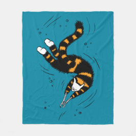 Funny Cat Creature Skeleton Hände schwimmen Gotik Fleecedecke