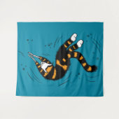 Funny Cat Creature Skeleton Hände Schwimmgotik Wandteppich (Vorderseite (Horizontal))