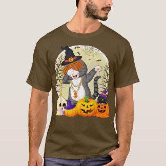 Funny Cat Dabbing Pumpkin Hexenkatze Dab Halloween T-Shirt
