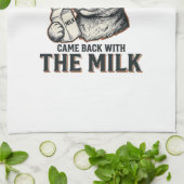 Funny Cat Dad Came Back With The Milk Vintage Shir Geschirrtuch (Gefaltet)