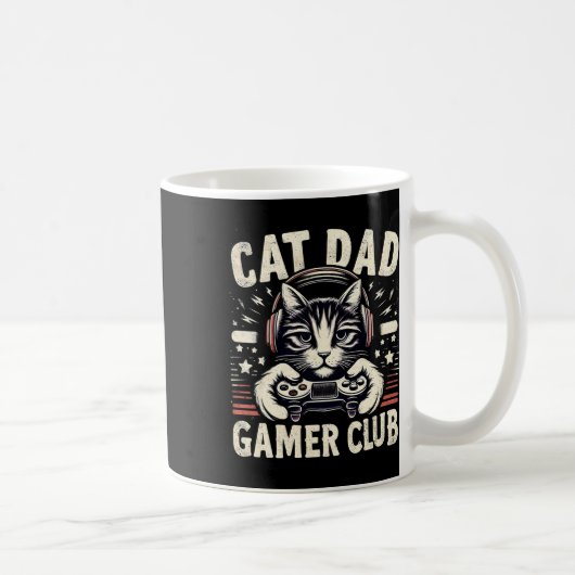 Funny Cat Dad Gamer Club For Him Video Game Cat Da Kaffeetasse (Rechts)