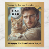 Funny Cat Dad Photo Wine Label Weinetikett (Einzelnes Label)