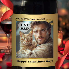 Funny Cat Dad Photo Wine Label Weinetikett