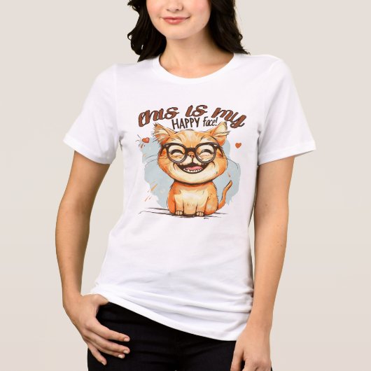 Funny Cat Das ist mein glückliches Gesicht Tri-Blend Shirt (Vorderseite)