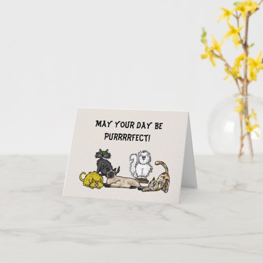 Funny Cat Day Grußkarte Karte (Gelbe Blume)