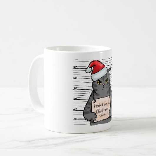 Funny Cat, den ich über Weihnachtsbaum geklopft ha Kaffeetasse (Vorderseite Links)
