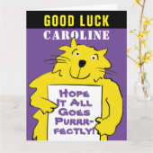 Funny Cat Design Viel Glück Wish mit einem Cat Pub Karte (Gelbe Blume)