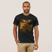 Funny Cat Dino Selfie Meteor Meme Surreal Apocalyp T-Shirt (Vorne ganz)