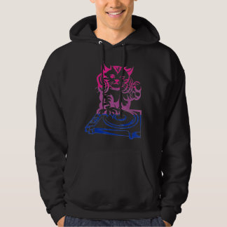 Funny Cat DJ Music LGBT Bisexuality Flag Bi Pride Hoodie