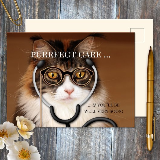 Funny Cat Doctor wird bald gut Postcard Postkarte
