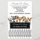 Funny Cat Dog Walker Sitter Schwarz-weiß Tearoff Flyer (Vorne)